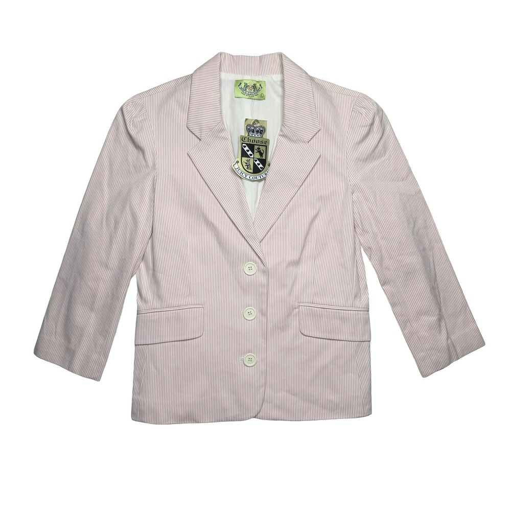 Women's Vintage 2000s Y2K Juicy Couture pink pinstriped jacket blazer
